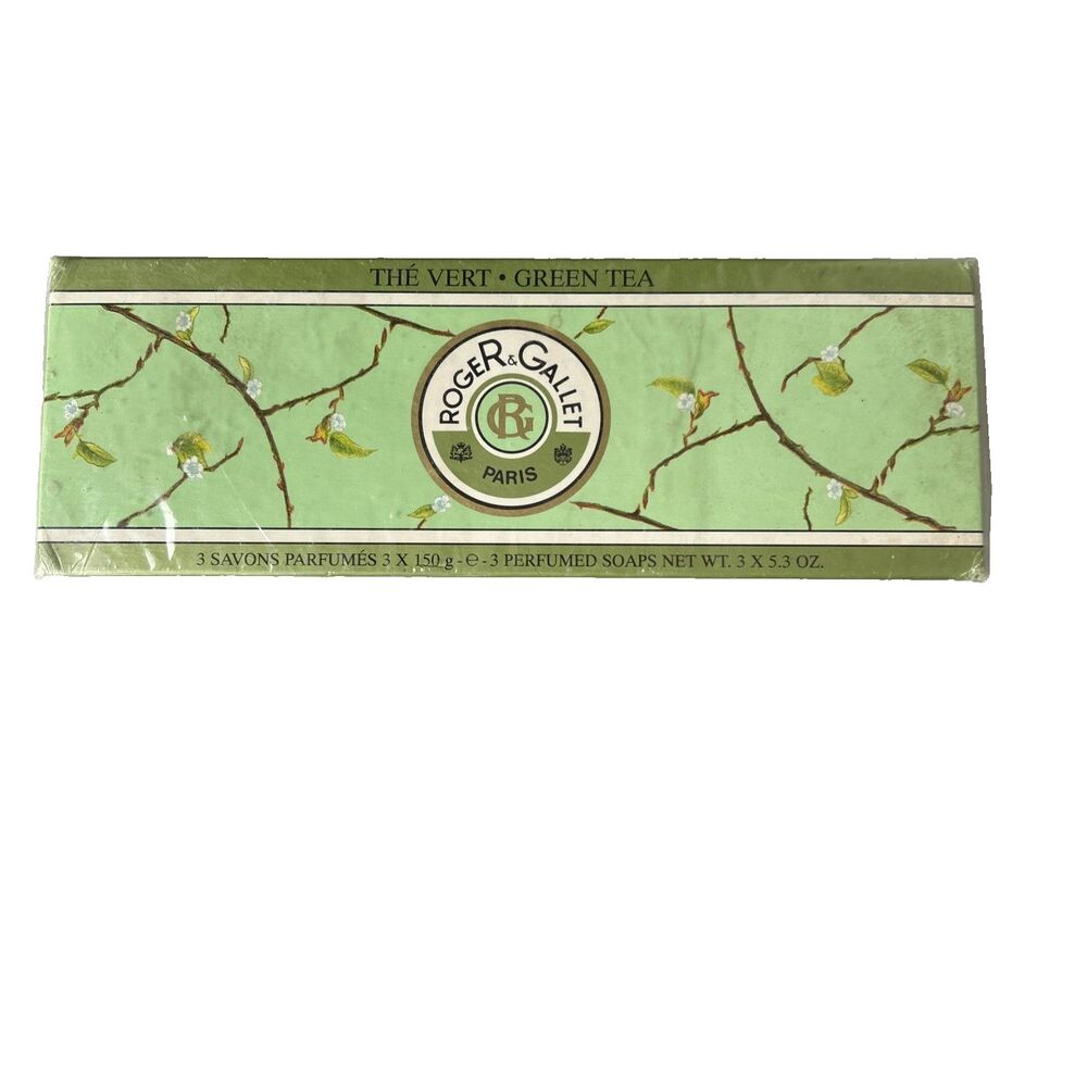 Roger & Gallet PARIS VTG Perfumed Soaps Vert Thé Green Tea Set of 3 X5.3 oz NEW